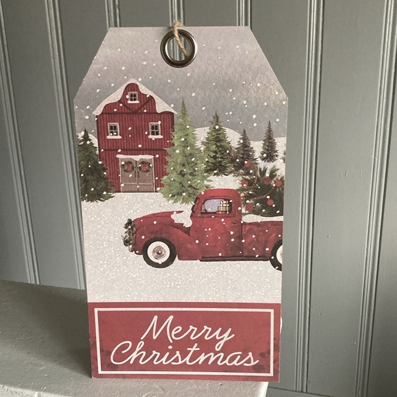 NWT Beautiful Rustic Farmhouse Glittered ❄️ Merry Christmas Farmtruck Decor Sign - Picture 13 of 15
